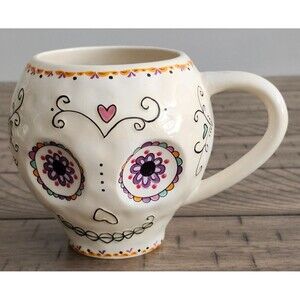 Natural Life Sugar Skull Mug Cup Halloween Day of The Dead 16 Oz